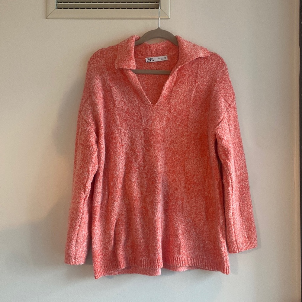 Zara Red/orange & white marled sweater